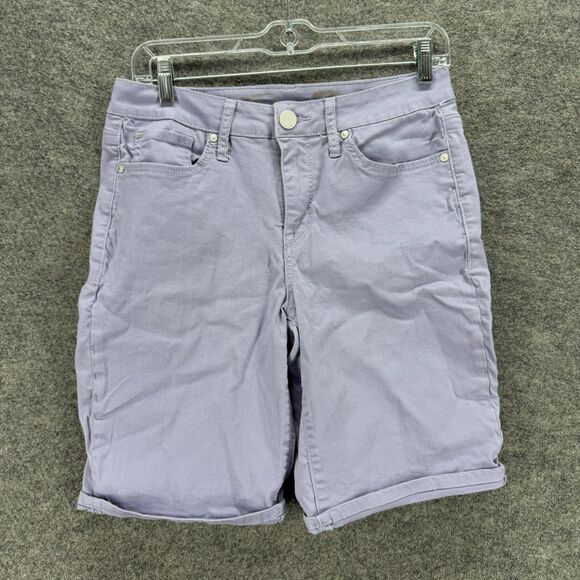 Seven7 Shorts Women 6 Purple Denim Light Wash Sunset Bermuda Mid Rise Cuffed - Picture 1 of 8